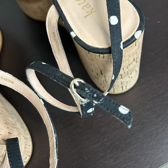 Kate Spade Shoe Julep Platform Wedges Polka Dot Black French Cream Sz 9 NEW - Picture 7 of 10